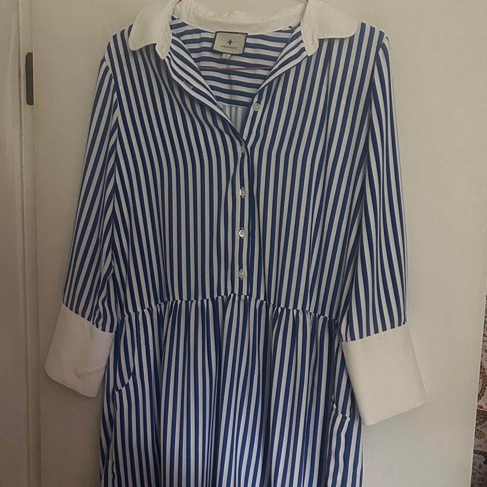 Tuckernuck Navy and White Striped Dress